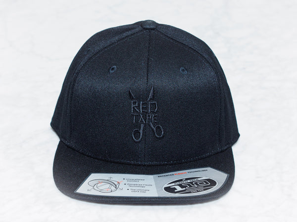 Red Tape black on black adjustable flexfit hat